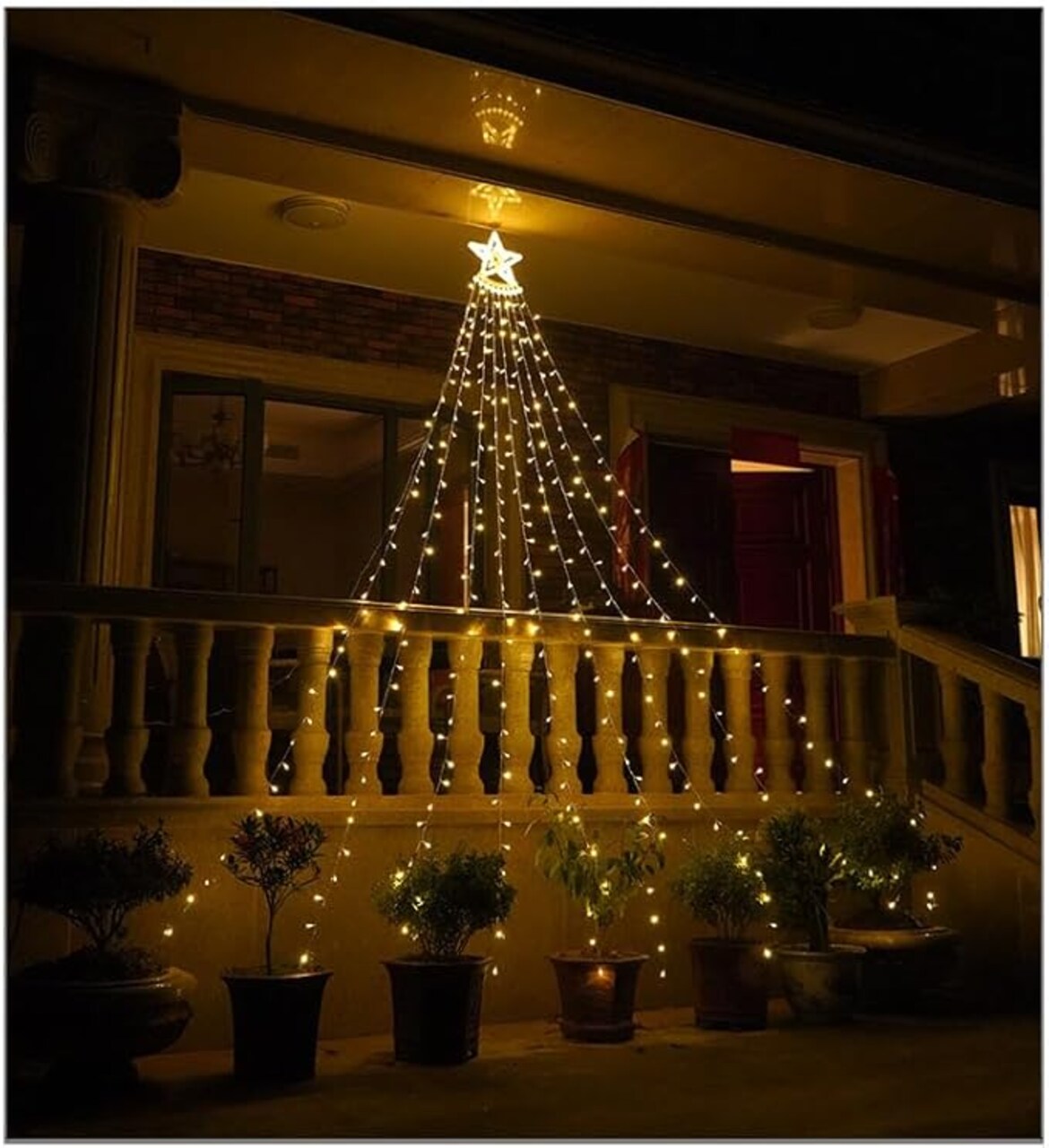 350LED Christmas String Lights with 12" Star Tree Topper – 8 Lighting Modes, Warm White, Waterproof Outdoor/Indoor Decoration for Christmas, New Year, Yard, Garden, Home